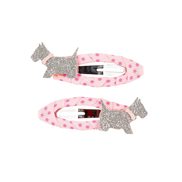 Hunde Haarspangen rosa-silber