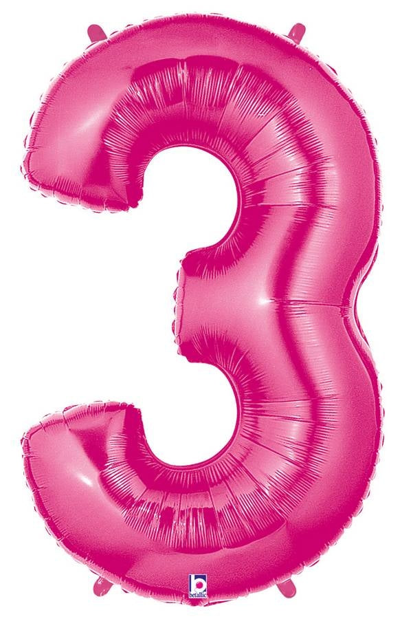 Zahlenballon pink 3 (102 cm)