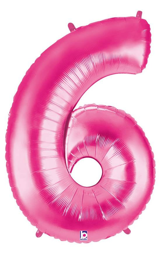 Zahlenballon pink 6 (102 cm)