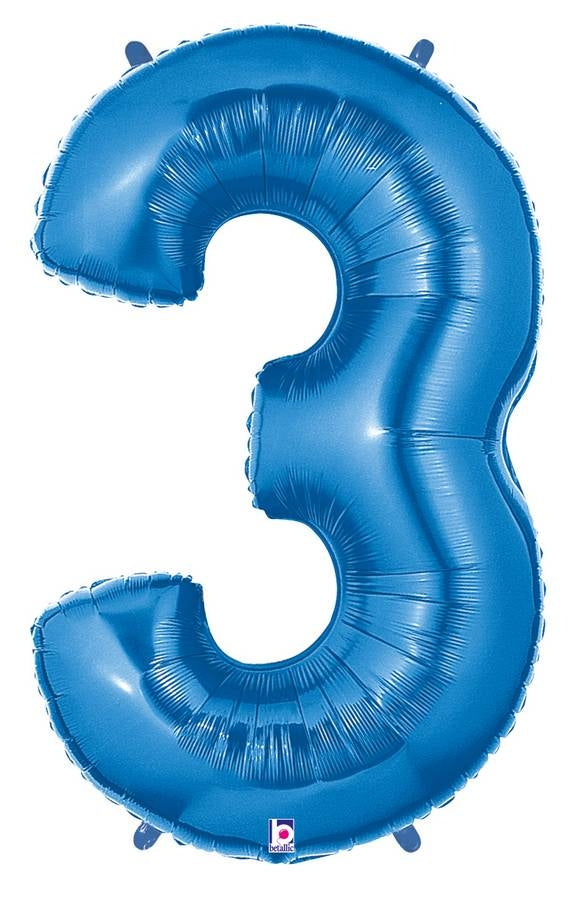 Zahlenballon blau 3 (102 cm)