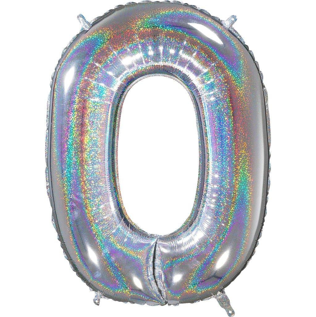 Zahlenballon Hologramm 0 (66 cm)
