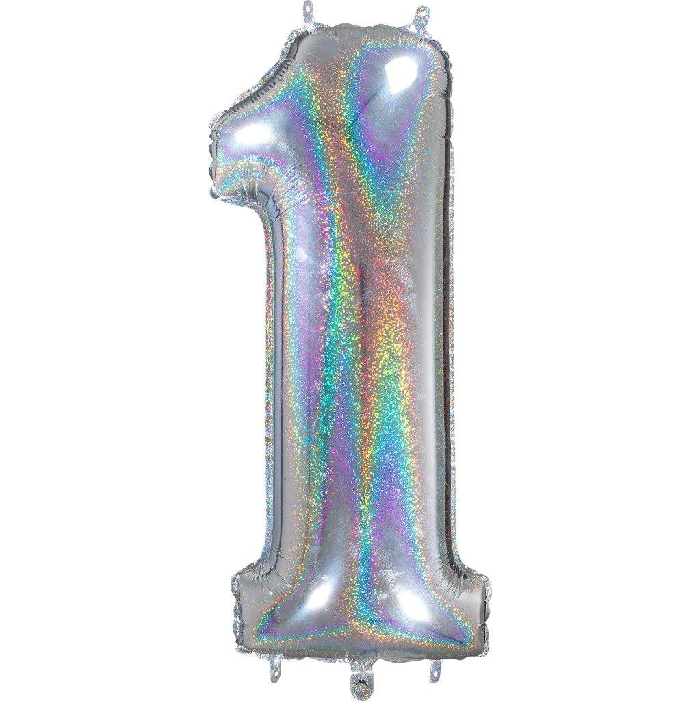 Zahlenballon Hologramm 1 (66 cm)