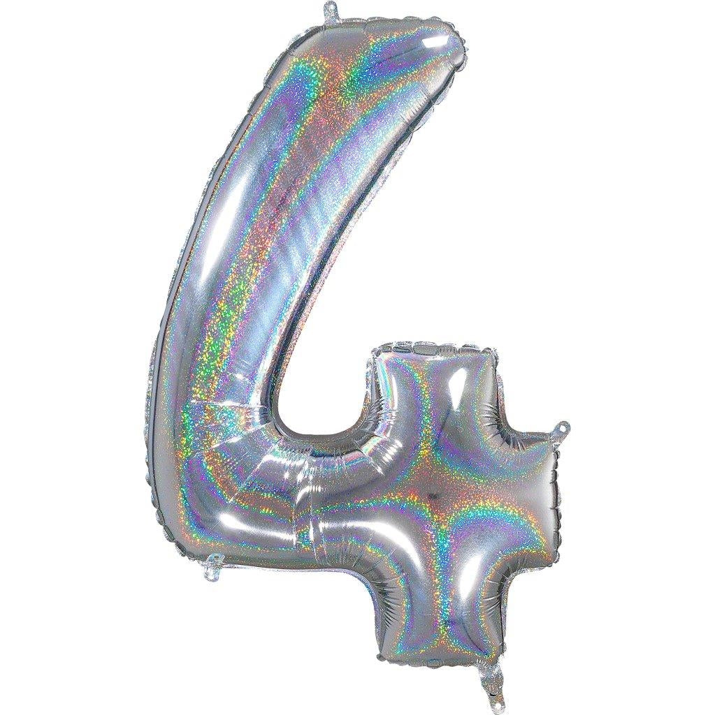 Zahlenballon Hologramm 4 (66 cm)