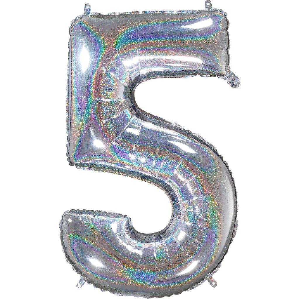 Zahlenballon Hologramm 5 (66 cm)