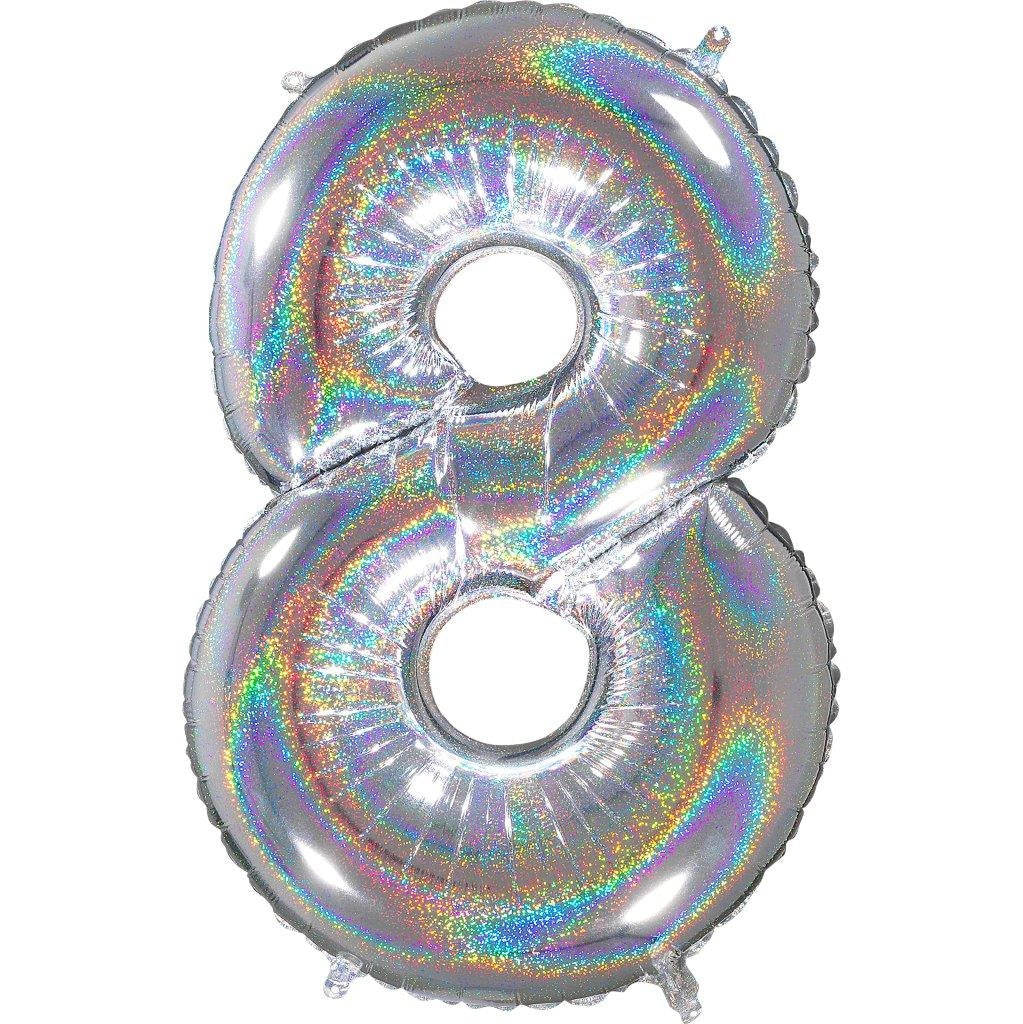 Zahlenballon Hologramm 8 (66 cm)