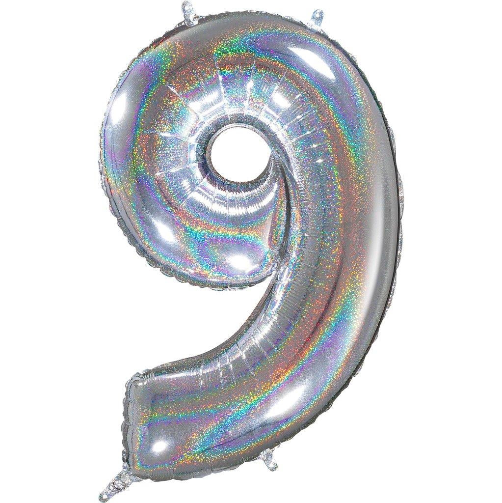 Zahlenballon Hologramm 9 (66 cm)