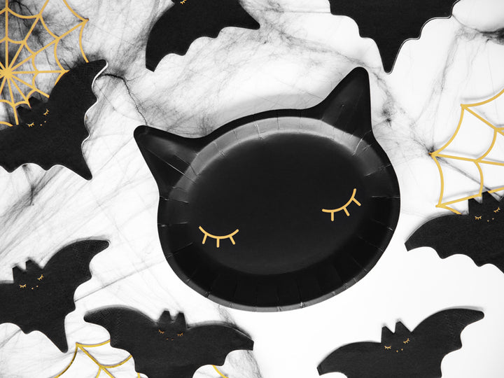 Sleepy Cat Pappteller (schwarz/gold)