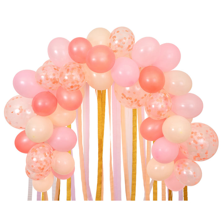 Ballongirlande pink mit Kreppbändern