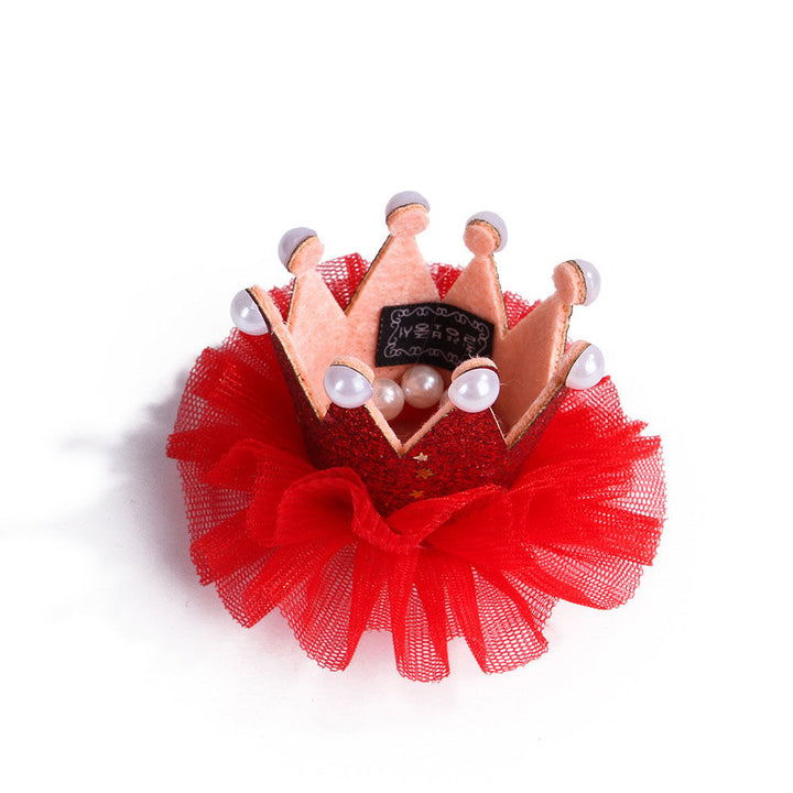 Krone mit Clip in rot