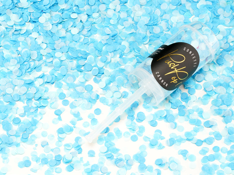 Push Up Konfettikanone blau