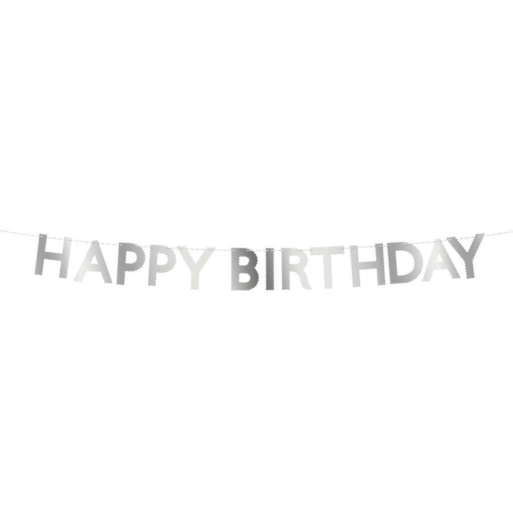 Silver Happy Birthday Muschelrand Girlande