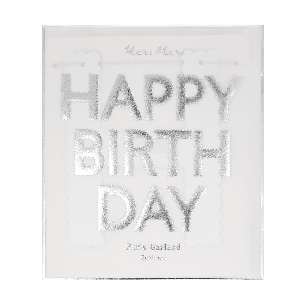 Silver Happy Birthday Muschelrand Girlande