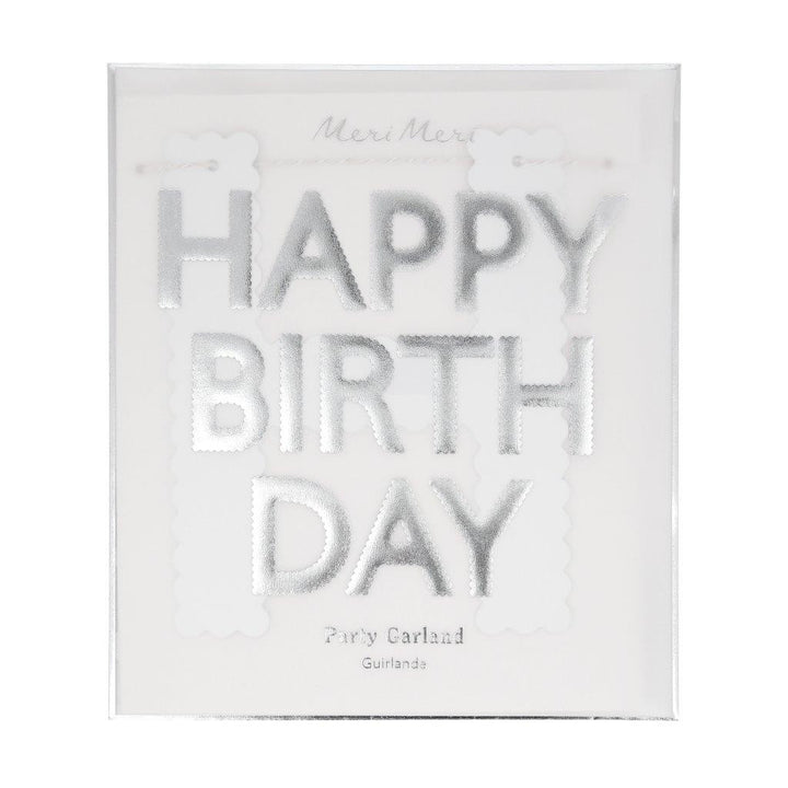 Silver Happy Birthday Muschelrand Girlande
