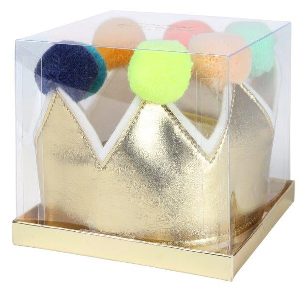 Krone mit bunten Pom Poms