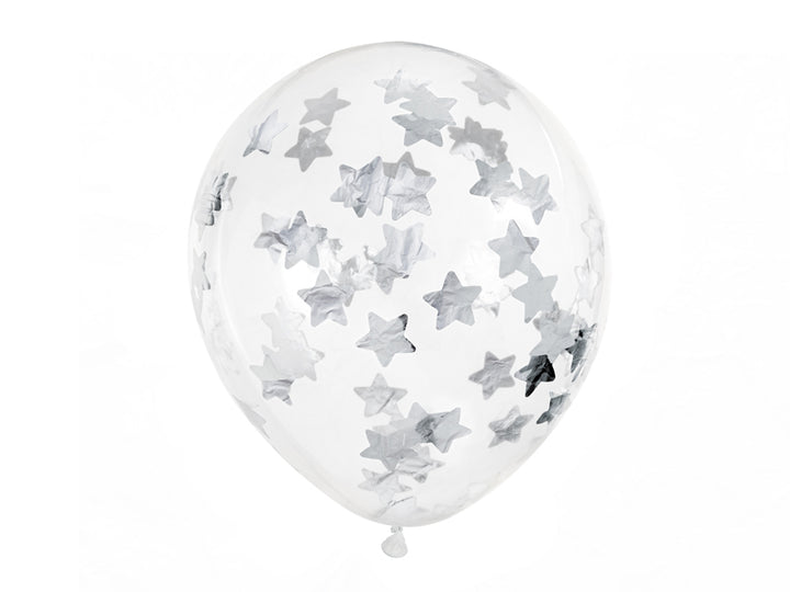 Konfetti Ballons silberne Sterne