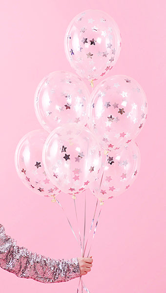 Konfetti Ballons silberne Sterne
