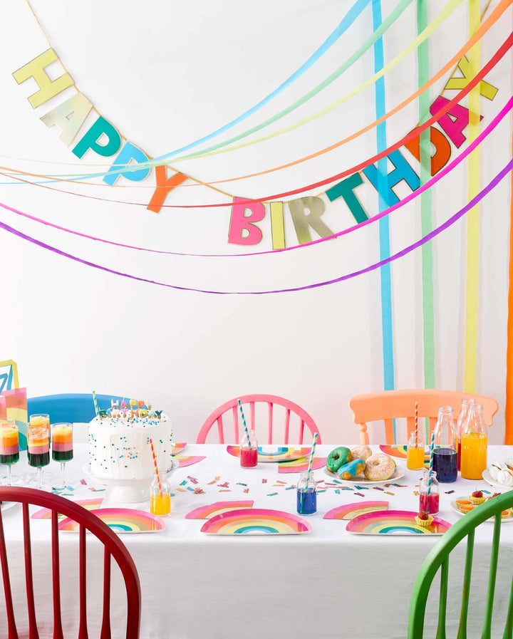 Rainbow Gold Happy Birthday Girlande