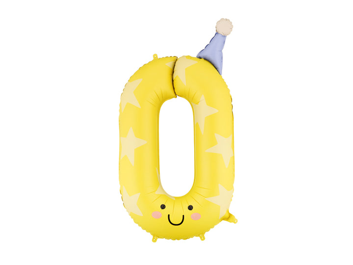 Zahlenballon 0 mit Partyhut