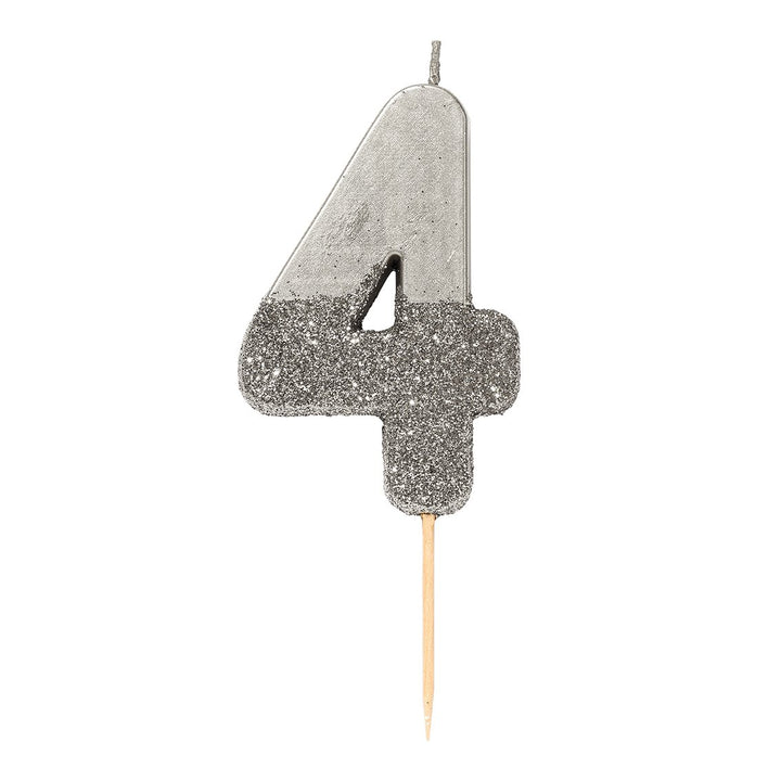 Zahlenkerze silber 4