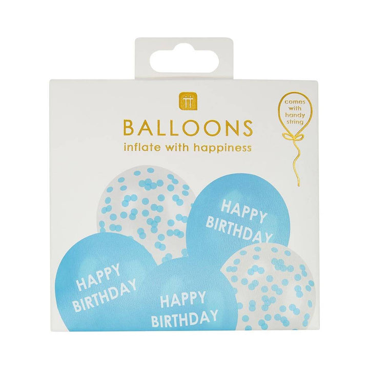 Blau Happy Birthday und Confetti Ballons (TT)